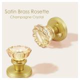 SHINY HANDLES Champagne Glass Door Knobs,Privacy Crystal Door Knobs Interior Satin Brass/Brushed Gold Door Knob with Lock