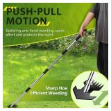 CAROD Hoe Garden Tool, Scuffle Garden Hoe for Weeding with 30-60 Inch Steel Long Handle, Dual Use Sharp Gardening Hula Hoe, Adjustable Rocket Shaped Weed Remover Action Hoe
