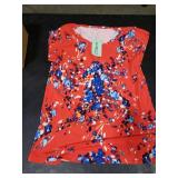 AUSELILY Womens Cap Sleeve T-Shirt Casual Loose Fit Tank Tops Floral Orange sz S