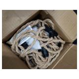 ALAISLYC 3 Light Plug in Pendant Light Cord 22FT Industrial Farmhouse Hanging Lamp with Twisted Hemp Rope Independent Triple Switch Hanging Light Chandelier for Dining Room Kitchen Black Finish
