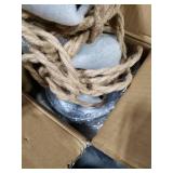 ALAISLYC 3 Light Plug in Pendant Light Cord 22FT Industrial Farmhouse Hanging Lamp with Twisted Hemp Rope Independent Triple Switch Hanging Light Chandelier for Dining Room Kitchen Black Finish