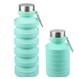 Nefeeko Collapsible Foldable Water Bottle, 27oz Reuseable BPA Free Silicone Portable Leak Proof Sports Water Bottle with Carabiner for Travel Gym Camping Hiking