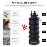 Nefeeko Collapsible Foldable Water Bottle, 27oz Reuseable BPA Free Silicone Portable Leak Proof Sports Water Bottle with Carabiner for Travel Gym Camping Hiking