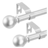 2 Pack Silver Curtain Rods 48 to 84 Inches(4-7 Feet),5/8 inch Splicing Drapery Rods,Small Curtain Rods Set,Size: 36