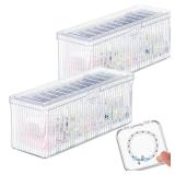 Threehoney 2 Pack Acrylic Bracelet Jewelry Storage Box with 12 Portable Anti Tarnish Organizers for Earrings/ring/necklace (Clear)