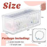 Threehoney 2 Pack Acrylic Bracelet Jewelry Storage Box with 12 Portable Anti Tarnish Organizers for Earrings/ring/necklace (Clear)