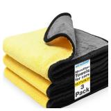 Microfiber Towels for Cars - 15.7 x 15.7 inches, Highly Absorbent Professional Grade Drying Towel Set for Superior Cleaning and Drying Performance - Car Drying & Kitchen Towel - Pack of 3