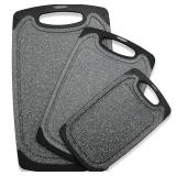 Cutting Boards for Kitchen, Large-Small Cutting Board Set of 3, Dishwasher Safe, Juice Groove, Easy Grip Handle, Non-Slip Rubber Cutting Board
