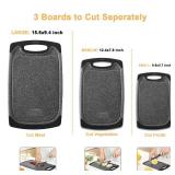 Cutting Boards for Kitchen, Large-Small Cutting Board Set of 3, Dishwasher Safe, Juice Groove, Easy Grip Handle, Non-Slip Rubber Cutting Board