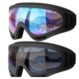 COOLOO Ski Goggles, 2 Pack Snow Goggles Snowboard Goggles for Men Women Kids - UV Protection Foam Anti-Scratch Dustproof