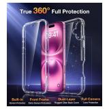 Diaclara Designed for iPhone 16 Case, Full Body Rugged Case with Built-in Touch Sensitive Anti-Scratch Screen Protector, Upgraded [Full Camera Protection] for iPhone 16 6.1 (Clear Glitter)