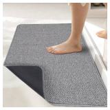 Bath Mat,Ultra Thin Bathroom Rugs,Rubber Bath Mats for Bathroom,No Slip Bath Rugs,Quick Dry,Machine Washable,Low Pile,Absorbent,Shower Outside,Sink,Home Decor Accessories.Grey,1
