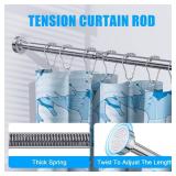 TEECK Shower Curtain Rod, 27-76 inch Adjustable Spring Tension Curtain Rod, Never Rust Anti-Slip Shower Curtain Rod for Bathroom, No Drilling, Never Collapse, Easy to Use, Silver