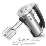 Foherte Hand Mixer, 6 Speeds,Stainless Steel Hand Mixer with Dough Hooks and Wire Beaters
