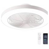 19.7 Orison Ceiling Fans with Lights, Low Profile Ceiling Fan with Lights and Remote, 6 Wind Speeds Smart Flush Mount Ceiling Fan for Bedroom, Kids Room and Living Room 19.7" (White)
