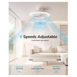 19.7 Orison Ceiling Fans with Lights, Low Profile Ceiling Fan with Lights and Remote, 6 Wind Speeds Smart Flush Mount Ceiling Fan for Bedroom, Kids Room and Living Room 19.7" (White)