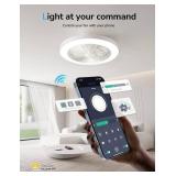 19.7 Orison Ceiling Fans with Lights, Low Profile Ceiling Fan with Lights and Remote, 6 Wind Speeds Smart Flush Mount Ceiling Fan for Bedroom, Kids Room and Living Room 19.7" (White)