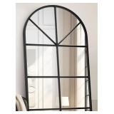 Retails for $180! Floor Mirror, Arched Window Pane Mirror, Oversize Wall Full Body Mirrors, Black Farmhouse Standing Mirrors Hanging or Leaning for Living Room, Entryway, No Stand