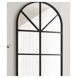 Retails for $180! Floor Mirror, Arched Window Pane Mirror, Oversize Wall Full Body Mirrors, Black Farmhouse Standing Mirrors Hanging or Leaning for Living Room, Entryway, No Stand