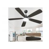 Ceiling Fans with Lights and Remote, 52 Inch Modern Ceiling Fan with Light, Downrod & Flush Mount, Quiet DC Motor, Dual Finish 5 Blades Ceiling Fan for Bedroom Living Room Farmhouse Indoor
