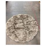 3 x 3 ft Round Latepis Circle Rugs for Bedroom 3ft Brown Beige Round Shag Faux Fur Rug Washable Fluffy Rugs for Living Room Small Area Rug Throw Soft Rug Room Decor