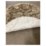 3 x 3 ft Round Latepis Circle Rugs for Bedroom 3ft Brown Beige Round Shag Faux Fur Rug Washable Fluffy Rugs for Living Room Small Area Rug Throw Soft Rug Room Decor