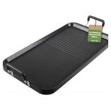 Grill Pans for Stove Tops, 20"x10" Non-Flip Grill & Griddle Pan- Dual Zone, PFOA-Free Aluminum, electric stovetops/Gas/Camping