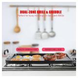Grill Pans for Stove Tops, 20"x10" Non-Flip Grill & Griddle Pan- Dual Zone, PFOA-Free Aluminum, electric stovetops/Gas/Camping