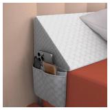 Queen Queen Size Bed Wedge Pillow for Headboard Gap - Made in China, Cream / Light Gray