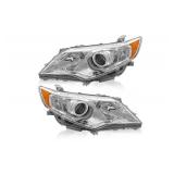 Retails for $115! AS Headlights Assembly Replacement for 2012 2013 2014 Toyota Camry L/Se/Le/Xle/Hybrid Chrome Housing Amber Reflector Clear Lens Driver and Passenger Side