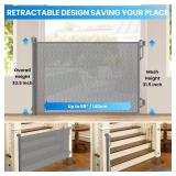 Retractable Safety Baby Gate or Mesh Dog Gate,Durable Portable Mesh Retractable Gate,Easy to Use for Stairs, Doorways,Hallways, Indoor, Outdoor, 33.5" Tall, Extends to 55" Wide Gray