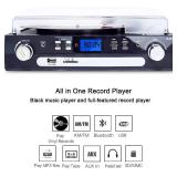 DIGITNOW Bluetooth Record Player with Stereo Speakers, Turntable for Vinyl to MP3 with Cassette Play, AM/FM Radio, Remote Control, USB/SD Encoding, 3.5mm Music Output Jack(Black)