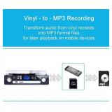 DIGITNOW Bluetooth Record Player with Stereo Speakers, Turntable for Vinyl to MP3 with Cassette Play, AM/FM Radio, Remote Control, USB/SD Encoding, 3.5mm Music Output Jack(Black)