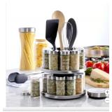 20 Jar Revolving Spice rack With Integrated Tool Caddy