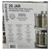20 Jar Revolving Spice rack With Integrated Tool Caddy