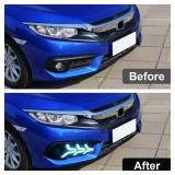 Daytime Running Light Assembly for Honda Civic 2016 2017, 3 Color DRL Driving Fog Lamp Waterproof Bright Amber Turn Signal Light Assembly Kit,1 Pair