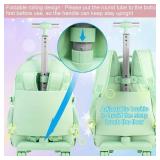 Rolling Backpack for Women, 21 inch Roller Wheels Backpacks with Lunch Bag, Water Resistant Wheeled Bookbag for Teens Girls Travel Elementary - Green
