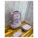 Rolling Backpack for Women, 21 inch Roller Wheels Backpacks with Lunch Bag, Water Resistant Wheeled Bookbag for Teens Girls Travel Elementary - Green