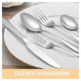 60 Piece Silverware Set Service for 12,Premium Stainless Steel Flatware Set,Mirror Polished Cutlery Utensil Sets,Durable Home Kitchen Eating Tableware Sets,Include Fork Knife Spoon,Dishwasher Safe