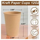 300 Pack 12 oz Paper Coffee Cups, Disposable Kraft Coffee Cups, Hot/Cold Drinking Cup for Water, Coffee, Juice