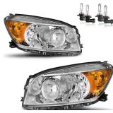 Retails for $106! Headlights Assembly for 2006 2007 2008 Toyota RAV4 Halogen Headlamp Replacement, High/Low Beam W/Bulbs, Driver & Passenger Side