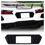 Rear License Frame Compatible with Chevrolet Corvette C8 2020-2025, Aluminum License Plate Frame Grill Vent Insert, License Plate Trim Base Accessories (Bright Black)