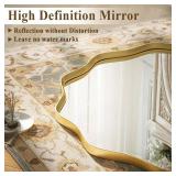 VooBang Gold Scalloped Circle Mirror, 20" Wavy Edge Round Wall Mirror with Tempered Glass Textured Circular Metal Deep Frame, Hanging Leaning for Bathroom, Hallway, Entryway, Livng Room