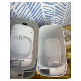JOYBOS Bathroom Trash Can with Lid, 3.8 Gallon Slim Garbage Can, Small Plastic Trash Bin, Narrow Motion Sensor Trash Can for Bedroom, Rv, Office White