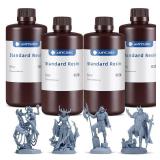 ANYCUBIC 3D Printer Resin Bundle, 405nm SLA UV-Curing Resin with High Precision and Quick Curing & Excellent Fluidity for LCD 3D Printing (4Packs*1kg Grey, 4kg in Total)