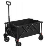 Folding Wagon Carts,Folding Wagon Cart with All Terrain Wheels,Heavy Duty Garden Carts with Adjustable Handle,Outdoor Utility Wagon for Camping Shopping Sports Fishing Black