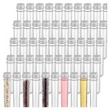 50 PCS 45ml Test Tubes, Plastic Test Tubes with Aluminum Threaded Caps, 1.0 x 5.6 Inches Clear Candy Tubes Vials, Storage Tubes Container for Sample Powder Seed Bead Candy Science Party