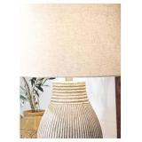 Signature Design by Ashley Layal Casual 29" Textured Paper Composite Carved Base Single Table Lamp, Beige