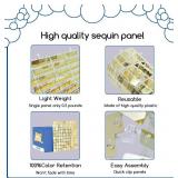 COKAOBE Light Gold Shimmer Wall Backdrop, 36 Pcs Square Sequin Shimmer Backdrop Panel, Photo Backdrops for Birthday, Anniversary, Wedding, Graduation & Bachelorette Party Decoration