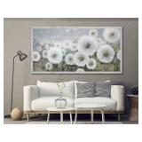 Ardemy Dandelions Large Wall Art Flowers Canvas Art Wall Decor Living Room Painting Picture Textured Bedroom Home Office, Wood Grain Framed 40"x20"